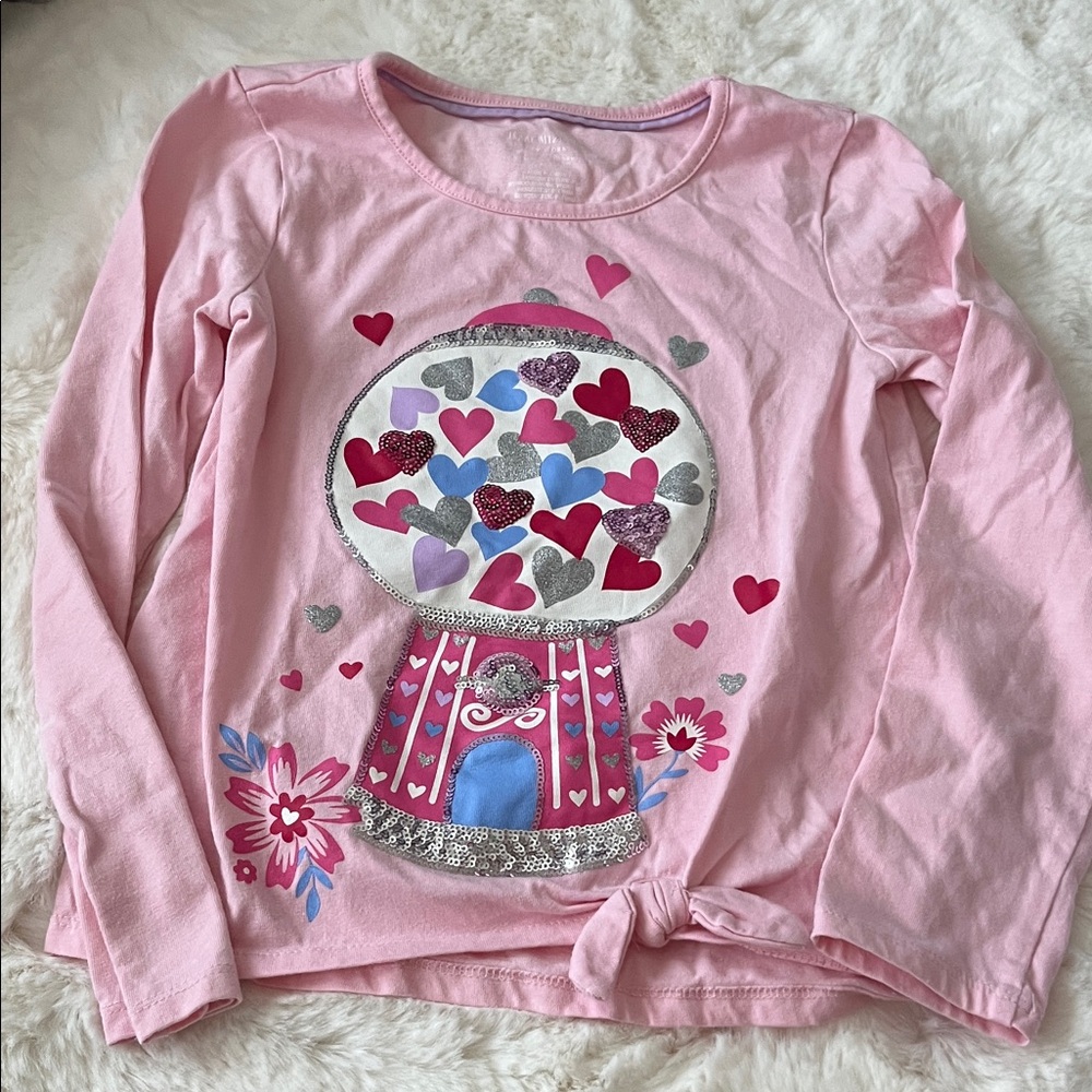 Isaac Mizrahi Pink Long Sleeve Shirt with Heart and Flower Design